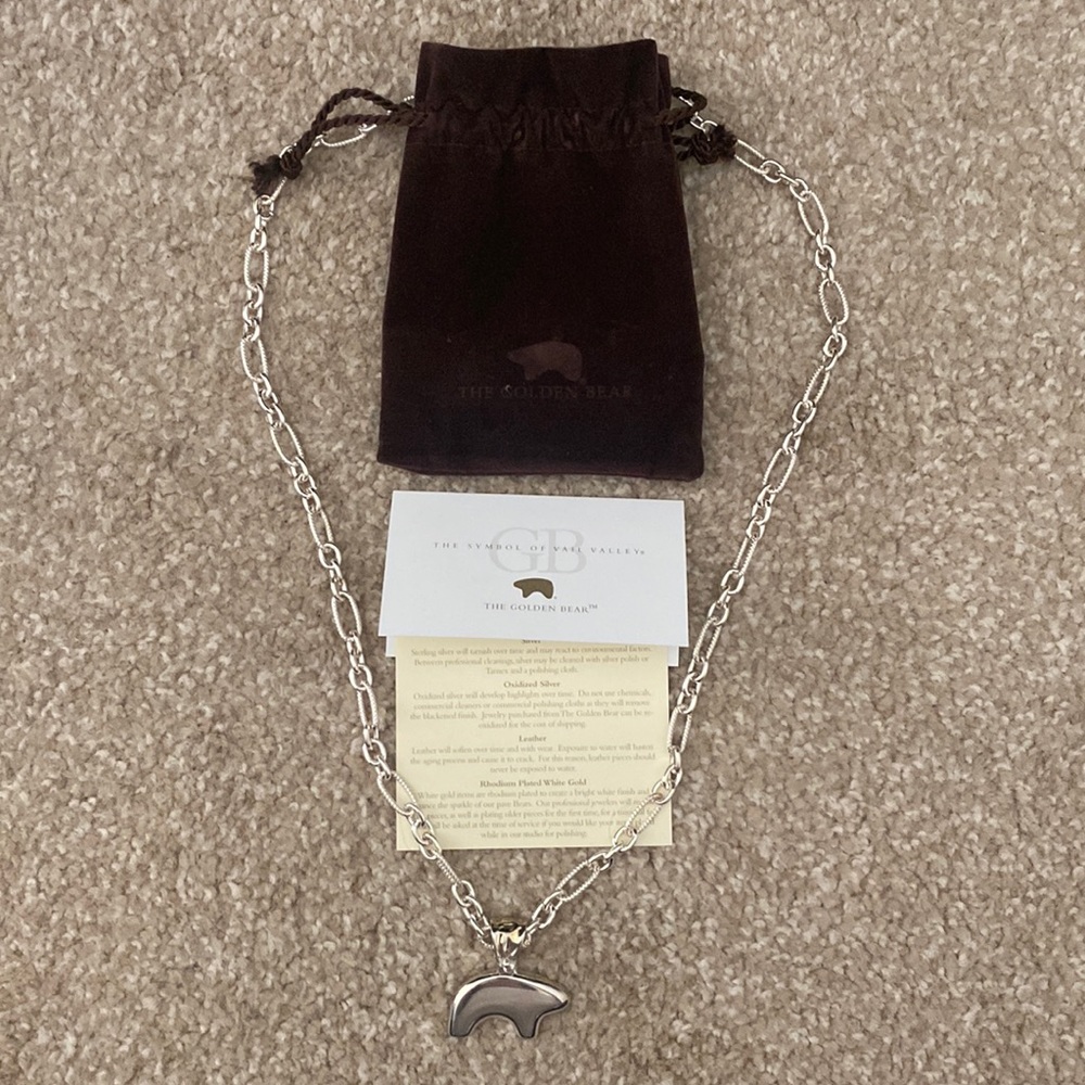 Sterling silver big bear necklace